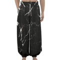 Black White Scratch Marble Print Lantern Pants