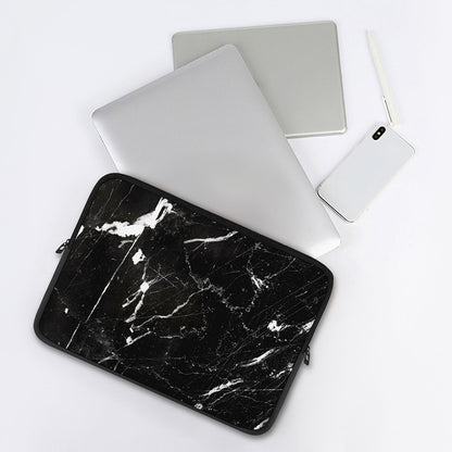 Black White Scratch Marble Print Laptop Sleeve