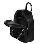 Black White Scratch Marble Print Leather Backpack