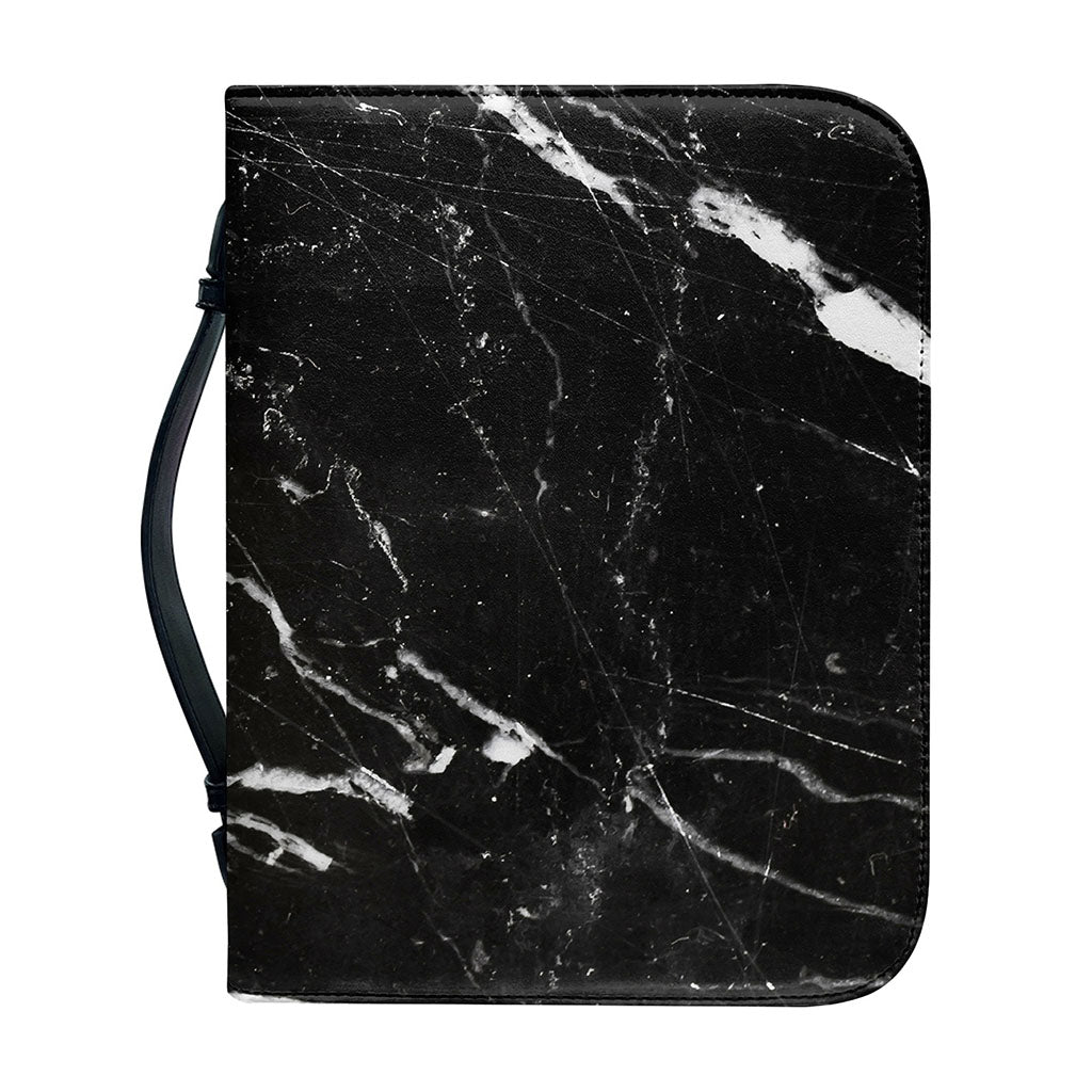 Black White Scratch Marble Print Leather Bible Cover