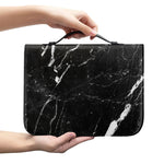 Black White Scratch Marble Print Leather Bible Cover