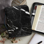 Black White Scratch Marble Print Leather Bible Cover