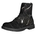 Black White Scratch Marble Print Lace-Up Boots