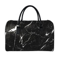 Black White Scratch Marble Print Leather Duffel Bag