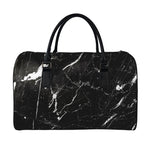 Black White Scratch Marble Print Leather Duffle Bag