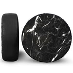 Black White Scratch Marble Print Leather Spare Tire Cover