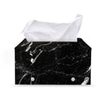 Black White Scratch Marble Print Leather Tissue Box Cover