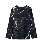 Black White Scratch Marble Print Long Sleeve Short Coat