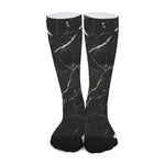 Black White Scratch Marble Print Long Socks