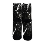Black White Scratch Marble Print Long Socks