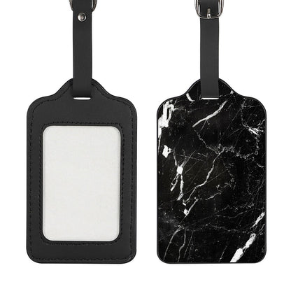 Black White Scratch Marble Print Luggage Tag