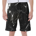 Black White Scratch Marble Print Men's Beach Shorts