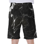 Black White Scratch Marble Print Men's Beach Shorts