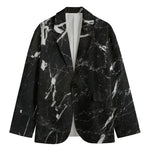 Black White Scratch Marble Print Men's Blazer