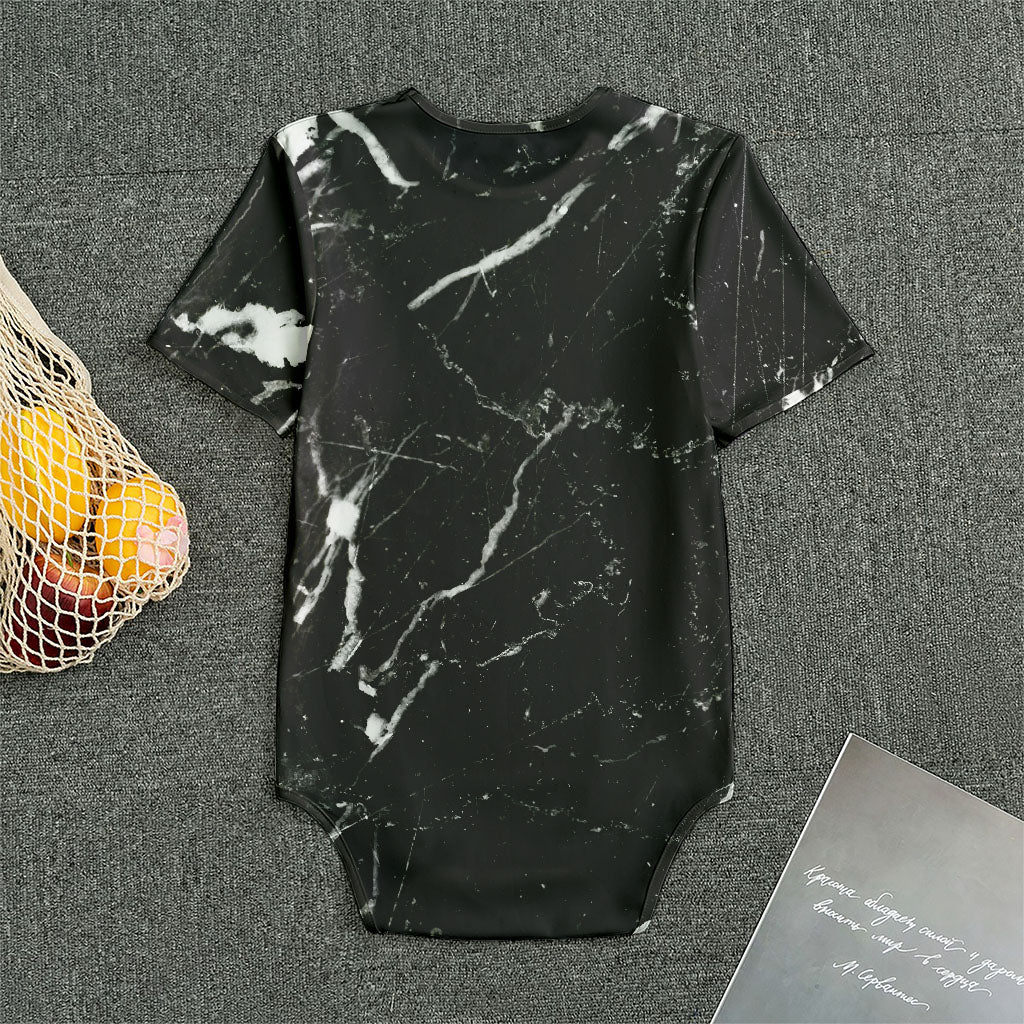 Black White Scratch Marble Print Men's Bodysuit