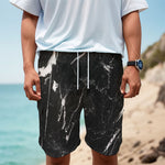 Black White Scratch Marble Print Men's Cargo Shorts