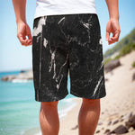 Black White Scratch Marble Print Men's Cargo Shorts