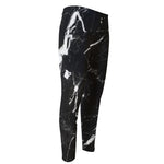 Black White Scratch Marble Print Men's Compression Pants
