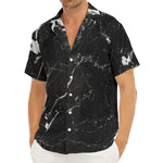 Black White Scratch Marble Print Men's Deep V-Neck Shirt