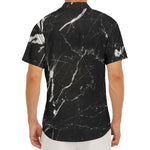 Black White Scratch Marble Print Men's Deep V-Neck Shirt