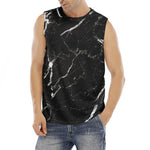 Black White Scratch Marble Print Men's Fitness Tank Top