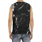 Black White Scratch Marble Print Men's Fitness Tank Top