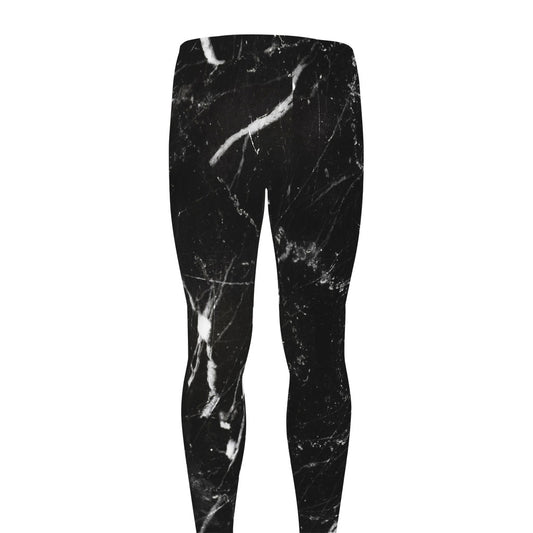 Black White Scratch Marble Print Men's leggings