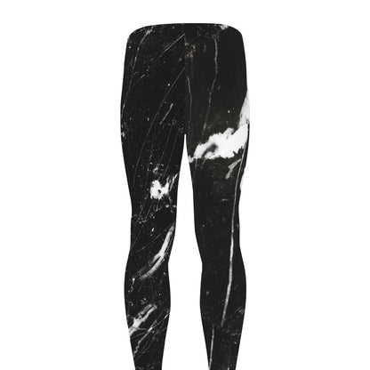 Black White Scratch Marble Print Men's leggings