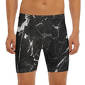 Black White Scratch Marble Print Men's Long Boxer Briefs