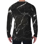 Black White Scratch Marble Print Men's Long Sleeve T-Shirt