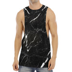 Black White Scratch Marble Print Men's Muscle Tank Top