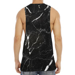 Black White Scratch Marble Print Men's Muscle Tank Top