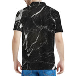 Black White Scratch Marble Print Men's Polo Shirt