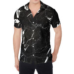 Black White Scratch Marble Print Men's Shirt