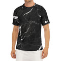 Black White Scratch Marble Print Men's Short Sleeve Rash Guard