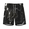 Black White Scratch Marble Print Men's Athletic Shorts