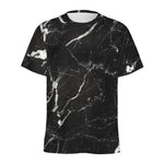 Black White Scratch Marble Print Men's Sports T-Shirt
