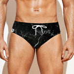 Black White Scratch Marble Print Men's Swim Briefs