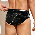 Black White Scratch Marble Print Men's Swim Briefs