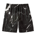 Black White Scratch Marble Print Men's Swim Trunks