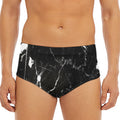 Black White Scratch Marble Print Men's Triangle Swim Briefs