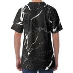 Black White Scratch Marble Print Men's Velvet T-Shirt