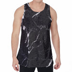 Black White Scratch Marble Print Men's Velvet Tank Top