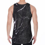 Black White Scratch Marble Print Men's Velvet Tank Top