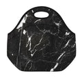 Black White Scratch Marble Print Neoprene Lunch Bag