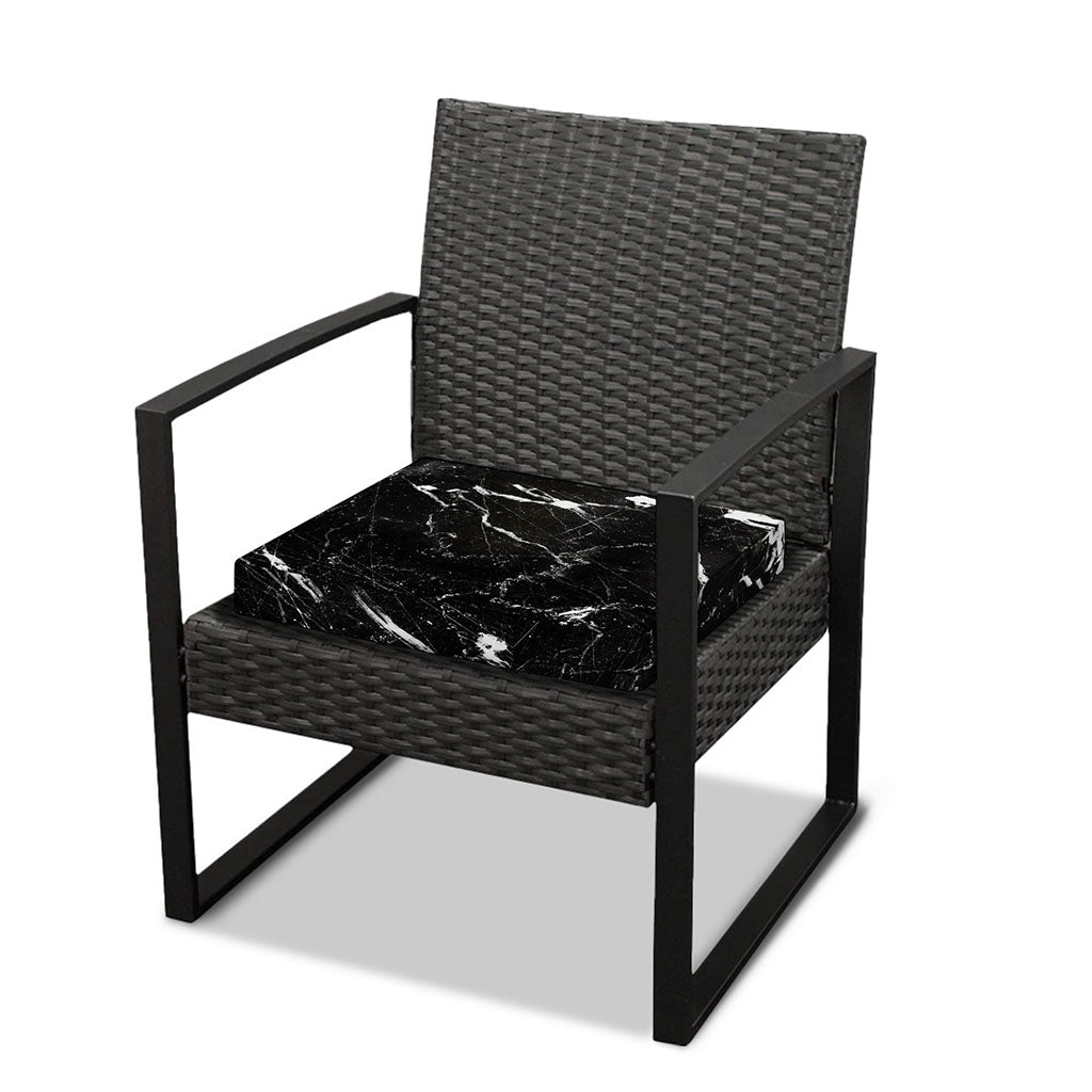 Black White Scratch Marble Print Outdoor Seat Cushion Cover