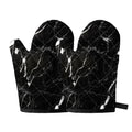 Black White Scratch Marble Print Oven Mitts