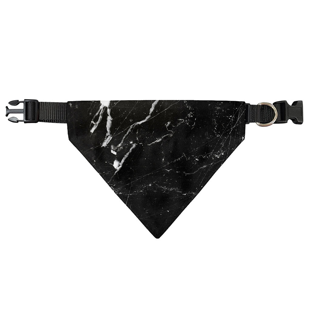 Black White Scratch Marble Print Over The Collar Dog Bandana