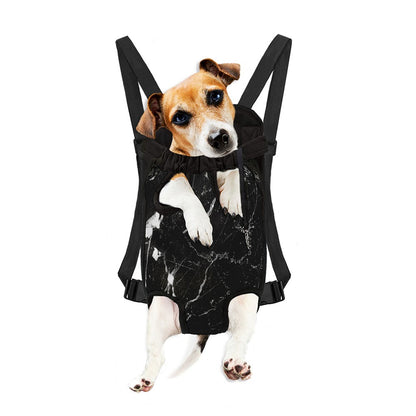 Black White Scratch Marble Print Pet Carrier Backpack