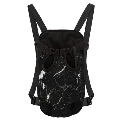 Black White Scratch Marble Print Pet Carrier Backpack